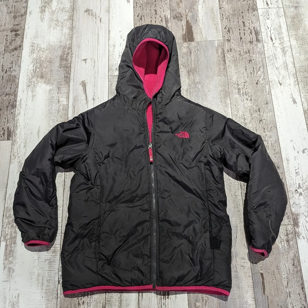 The north face jacket reversible‎ fleece nylon girls size xl